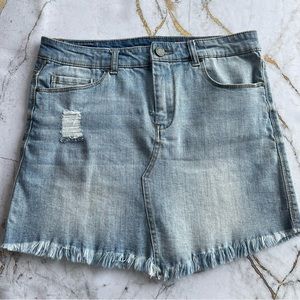 BLANK NYC Denim Jean Mini Frayed Hem Girls Jean Asymmetrical Skirt Size 14